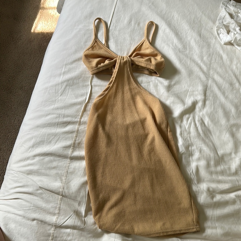 Nasty gal size 4 tight tan dress.